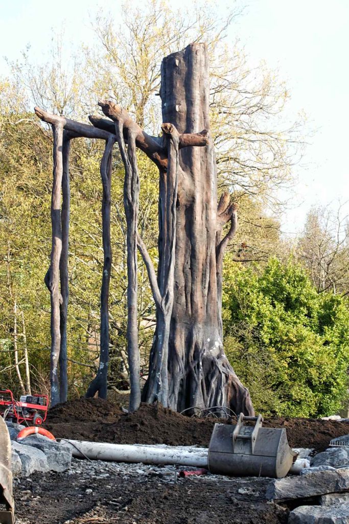 artificial tree in zoo exhibit