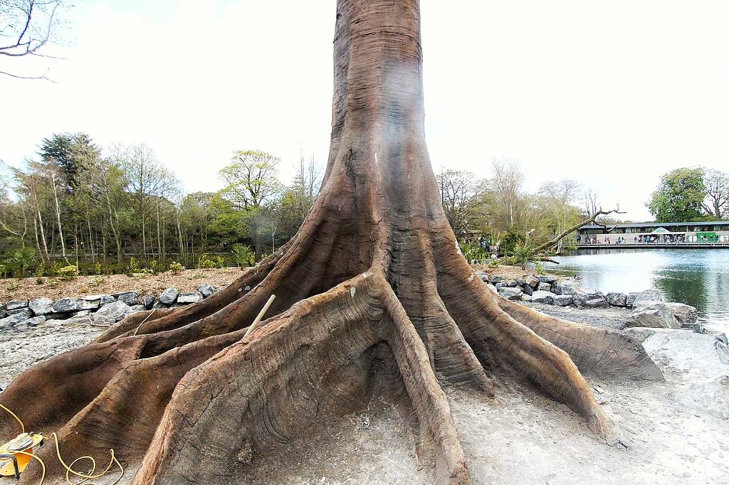 artificial tree in zoo exhibit