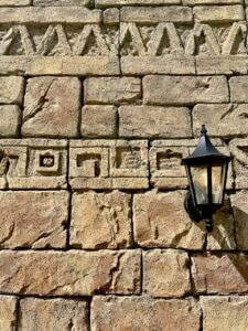 Hand carved Aztec or Inca wall.
